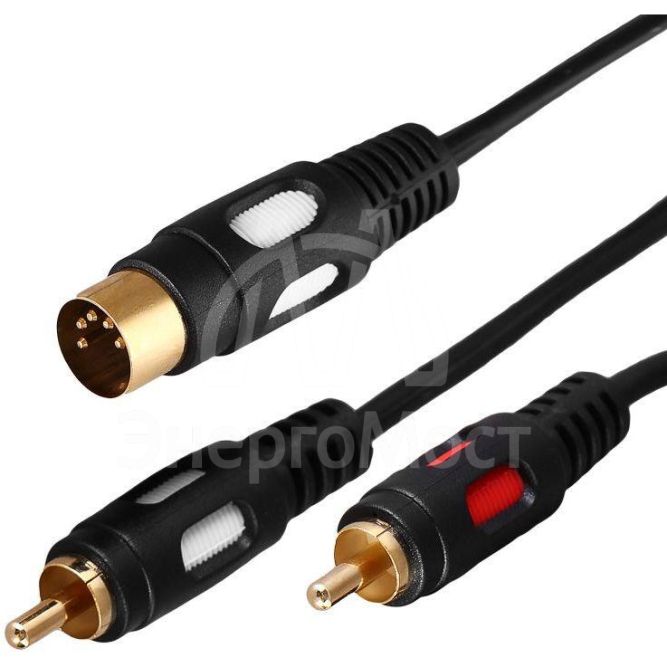 Шнур DIN 5PIN Plug-2 RCA Plug 1.5м (GOLD) Rexant 17-2512