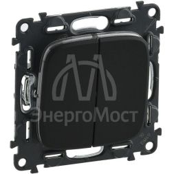 Механизм выключателя 2-кл. СП Valena Allure 10А IP20 250В с лиц. панелью безвинт. зажимы антрацит Leg 752915