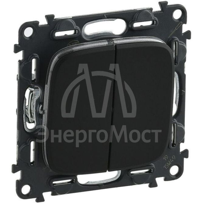 Механизм выключателя 2-кл. СП Valena Allure 10А IP20 250В с лиц. панелью безвинт. зажимы антрацит Leg 752915