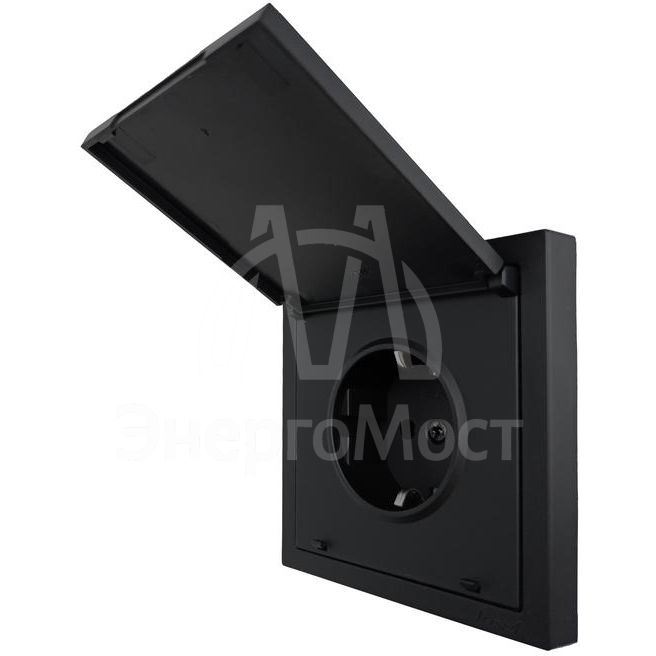 Розетка 1-мест. с/з с крышкой ПБТ СП ZIMA IP20 16А безвинт. зажим черн. бархат LEZARD 704-4288-123BQC