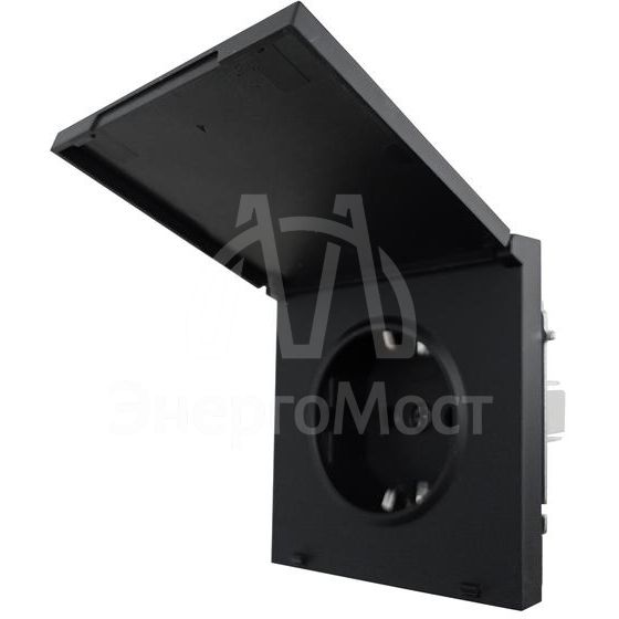 Розетка 1-мест. с/з с крышкой ПБТ СП ZIMA IP20 16А безвинт. зажим черн. бархат LEZARD 704-4288-123BQC