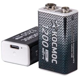 Аккумулятор крона Li-ion 9В 1200мАч (уп.2шт) КОСМОС KOCLi9V1200mAh2B