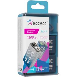 Аккумулятор крона Li-ion 9В 1200мАч (уп.2шт) КОСМОС KOCLi9V1200mAh2B