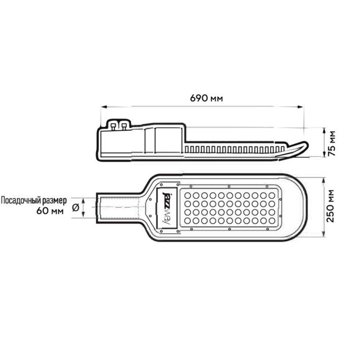 Светильник светодиодный PSL 02 150Вт 5000К IP65 GR AC85-265В (3года гарантии) уличный (Аналог ДКУ) JazzWay 5015845
