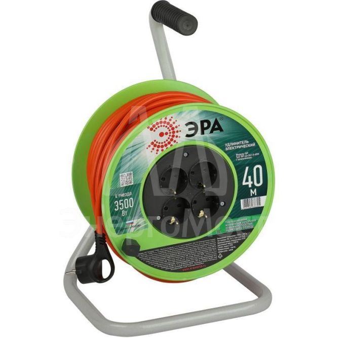 Удлинитель на катушке 4х40м с заземл. RP-4e-3x1.5-40m ПВС 3х1.5 Эра Б0056103