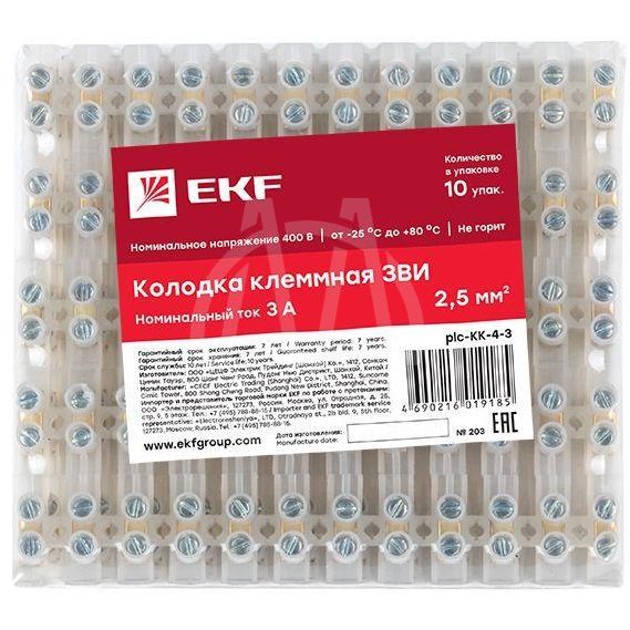 Колодка клеммная полистирол 4мм 3А EKF plc-KK-4-3