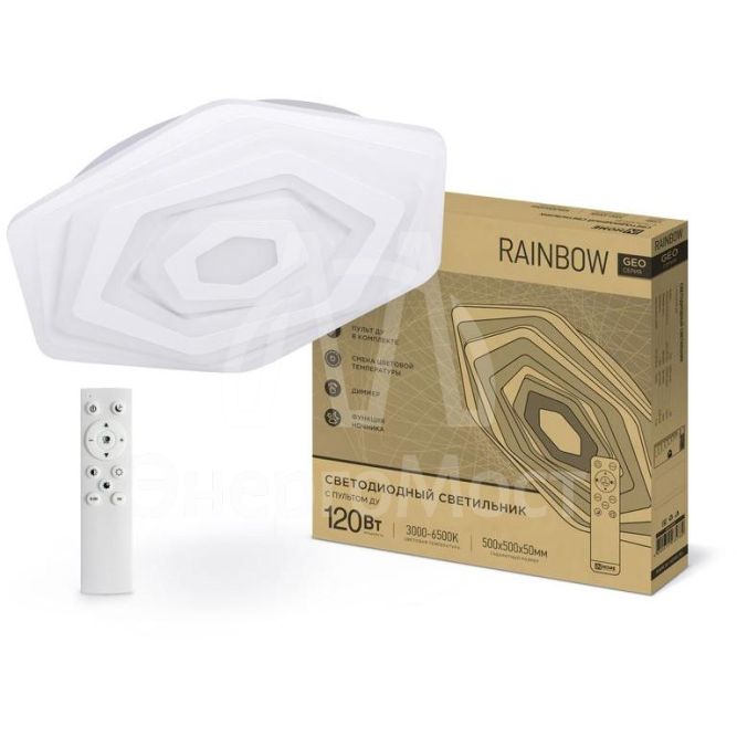 Светильник светодиодный GEO RAINBOW 120Вт 230В 3000-6500К 8400лм 500х50мм с пультом ДУ IN HOME 4690612035802