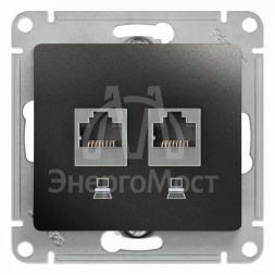 Розетка компьютерная 2-м Glossa RJ45 кат.5E механизм антрацит SE GSL000785KK