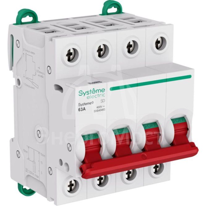 Выключатель нагрузки 4п 63А Systeme9 400В SE S9S40463