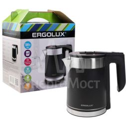 Чайник электрический ELX-KS10-C02 нерж. сталь/пластик 1.8л 220-240В 1800Вт черн. Ergolux 15328