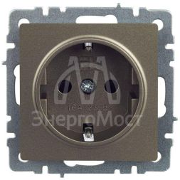 Розетка BRITE РС14-1-0-БрШ 16А с заземл. защ. шторки шампань IEK BR-R14-16-K37