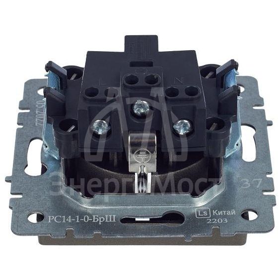 Розетка BRITE РС14-1-0-БрШ 16А с заземл. защ. шторки шампань IEK BR-R14-16-K37