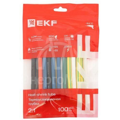 Набор трубок термоусадочных ТУТ нг тонкостен. 6/3 (7 цветов по 3шт 100мм) EKF tut-n-6