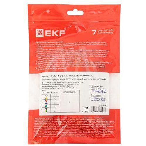 Набор трубок термоусадочных ТУТ нг тонкостен. 6/3 (7 цветов по 3шт 100мм) EKF tut-n-6