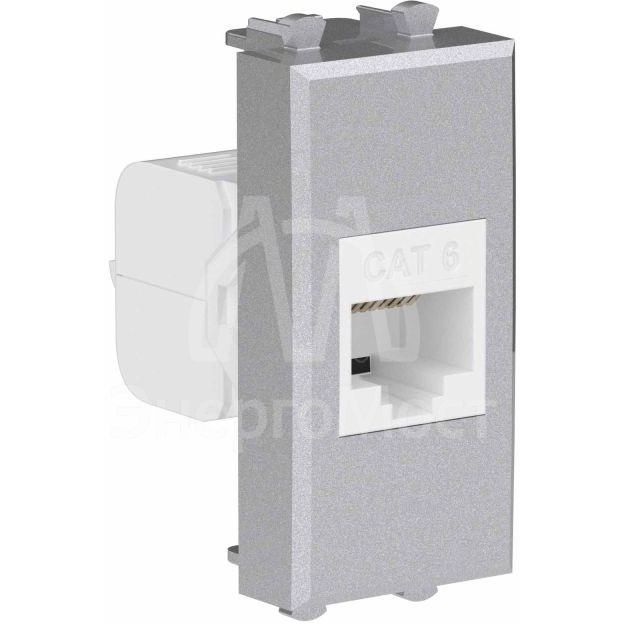 Розетка компьютерная 1мод. Avanti &amp;quot;Закаленная сталь&amp;quot; RJ45 кат.6 без шторок модульная механизм DKC 4404691