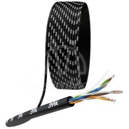 Кабель витая пара U/UTP кат.5E 4х2х24AWG solid CCA PE Outdoor Simple черн. (м) Эра Б0044436