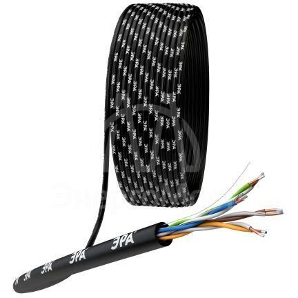 Кабель витая пара U/UTP кат.5E 4х2х24AWG solid CCA PE Outdoor Simple черн. (м) Эра Б0044436