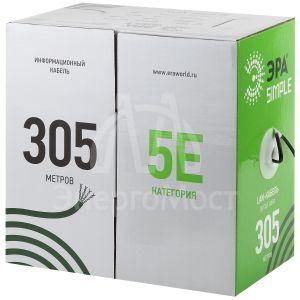 Кабель витая пара U/UTP кат.5E 4х2х24AWG solid CCA PE Outdoor Simple черн. (м) Эра Б0044436
