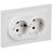 Розетка 2-м СП BRITE РСш12-3-БрАБ 16А в сборе с заземл. защ. шторки арктич. бел. IEK BR-R24-16-K91-F