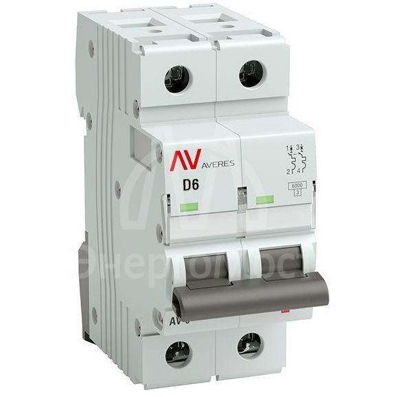 Выключатель автоматический модульный 2п D 6А 6кА AV-6 AVERES EKF mcb6-2-06D-av