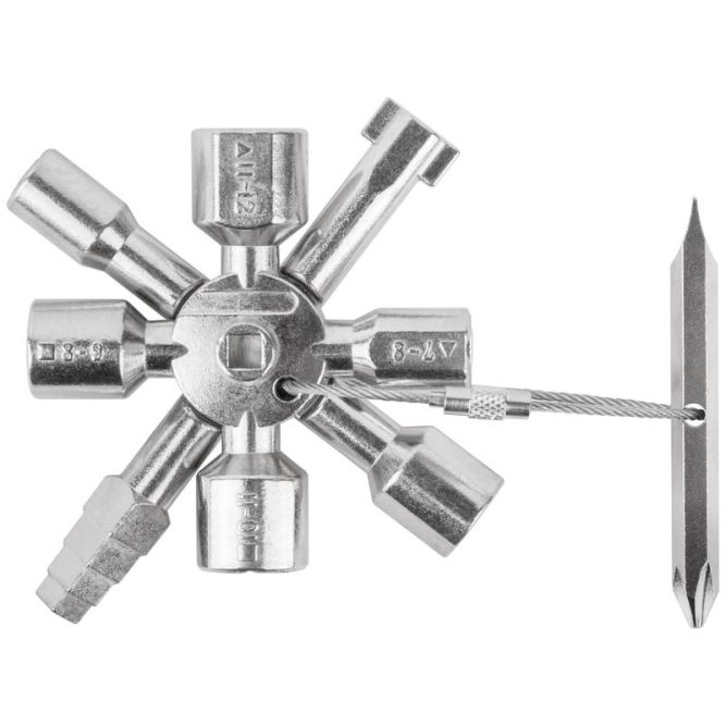 Ключ универсальный для электрошкафов 10-в-1 двусторонняя CrV бита РН2/SL7 FIT 60110