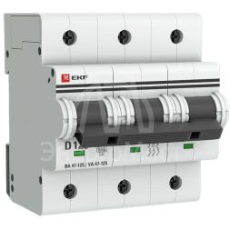 Выключатель автоматический модульный 3п D 125А 15кА ВА 47-125 PROxima EKF mcb47125-3-125D