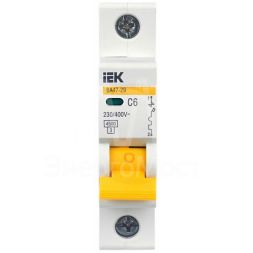 Выключатель автоматический модульный 1п C 6А 4.5кА ВА47-29 IEK MVA20-1-006-C