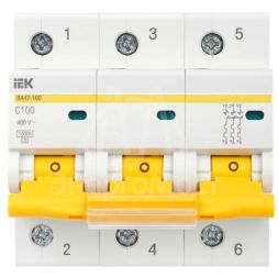Выключатель автоматический модульный 3п C 100А 10кА ВА47-100 IEK MVA40-3-100-C
