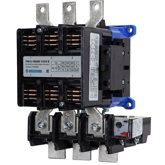 Пускатель электромагнитный ПМ12-160200 УХЛ4 В 160А 380В/50Гц AC 2НО+2НЗ нереверсивный с реле РТТ-326 136-160А Электротехник ET504292