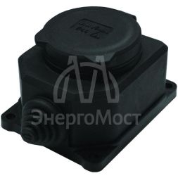 Розетка настенная 1-м 1ф &amp;quot;КОМПАКТ&amp;quot; с загл IP44 16А каучук черный UNIVersal 3032