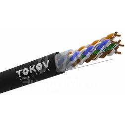 Кабель витая пара U/UTP 4х2х24AWG (0.48мм) кат.5E PE Fluke tested (м) TOKOV ELECTRIC TKE-C05-U/UTP-42-5E-305-OD
