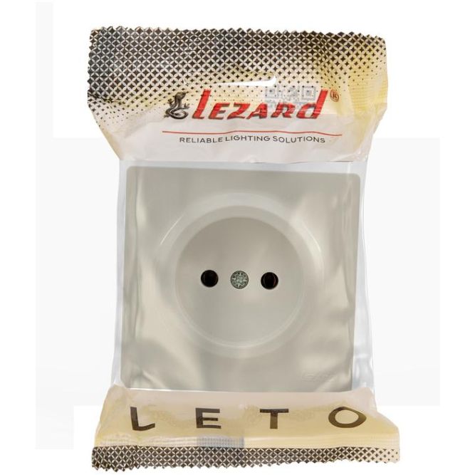 Розетка 1-м ОП LETO без заземл. ПБТ крем LEZARD 752-0300-121B