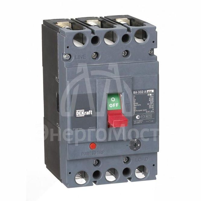 Выключатель автоматический 3п 40А диапазон уставок 32...40А 50кА ВА-332 SchE 21132DEK