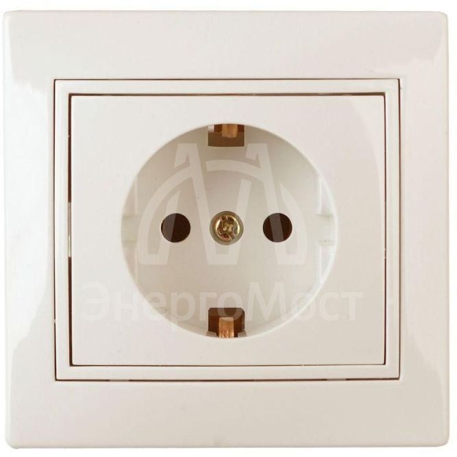 Розетка СП Plano 2P+E Schuko 1-206-02 16А-250В с защ. шторками IP20 сл. кость Intro Б0029846