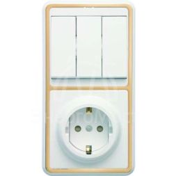 Блок БКВР-036 Бэлла (3-кл. выкл. + евророзетка с защ. шторками) зол. Кунцево 5848