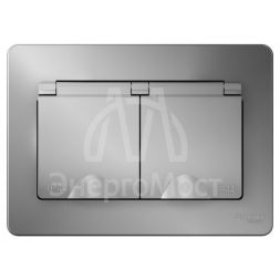 Розетка 2-м СП BLANCA 16А IP44 250В с защ. крышкой защ. шторки с заземл. алюм. SchE BLNRS441123