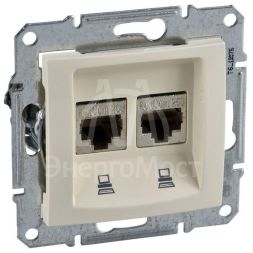 Механизм розетки комп. 1-м СП Sedna RJ45 + RJ45 беж. SchE SDN4400147