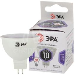 Лампа светодиодная LED MR16-10W-860-GU5.3 MR16 10Вт софит GU5.3 холод. бел. ЭРА Б0049073