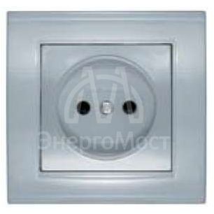 Розетка 1-м СП Бриллиант 16А IP20 защ. шторки без заземл. серебр. Universal 7949841