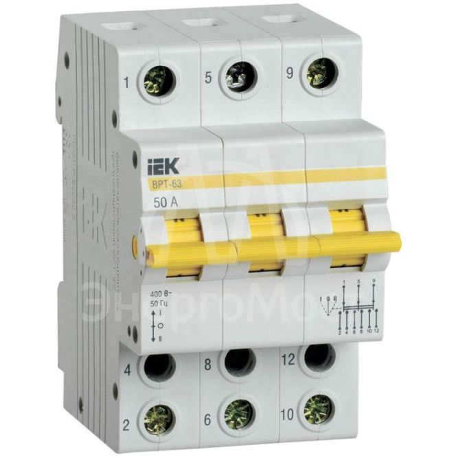 Выключатель-разъединитель трехпозиционный 3п ВРТ-63 50А IEK MPR10-3-050