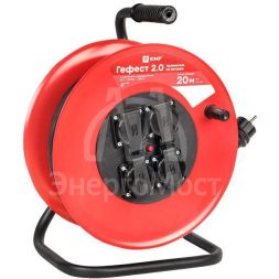 Удлинитель на катушке 4х20м с заземл. 16А IP44 Гефест 2.0 КГ 3х2.5 3.5кВт предохр. PROxima EKF UKG02-16-R325-4-20-IP44