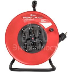 Удлинитель на катушке 4х20м с заземл. 16А IP44 Гефест 2.0 КГ 3х2.5 3.5кВт предохр. PROxima EKF UKG02-16-R325-4-20-IP44
