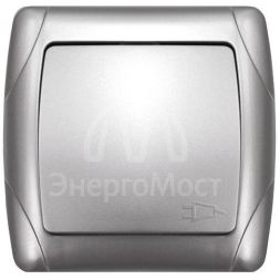 Розетка 1-м СП Маргарита 16А IP20 с заземл. с крышкой серебр. UNIVersal М0029-S