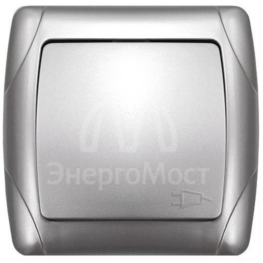 Розетка 1-м СП Маргарита 16А IP20 с заземл. с крышкой серебр. UNIVersal М0029-S