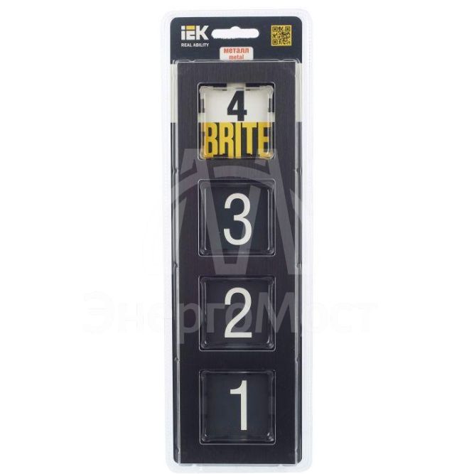 Рамка 4-м BRITE РУ-4-1-БрЧ металл черн. IEK BR-M42-M-K02