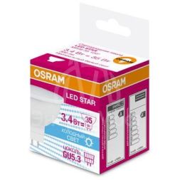 Лампа светодиодная LED STAR MR16 3.4W/840 (замена 35Вт) 3.4Вт 4000К нейтр. бел. GU5.3 300лм 110 град. 220-240В матов. пласт. OSRAM 4058075129030