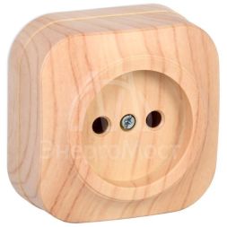 Розетка 1-м ОП GLORY РС20-2-ХС 10А без заземл. сосна IEK ERH10-K34-10