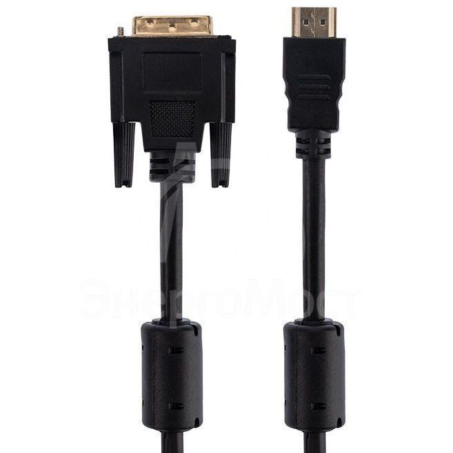 Шнур HDMI - DVI-D gold 3м с фильтрами Rexant 17-6305