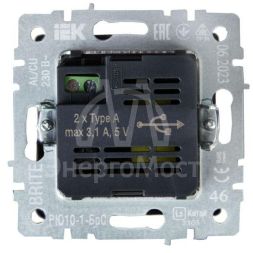 Розетка BRITE USB A+A 3.1А РЮ10-1-БрС сталь IEK BR-U21-D31-K46
