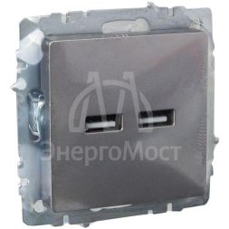 Розетка BRITE USB A+A 3.1А РЮ10-1-БрС сталь IEK BR-U21-D31-K46